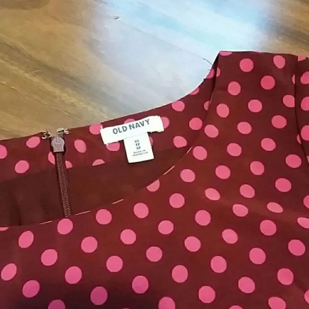 Maroon Poka Dot Dress  - Picture 2 of 4